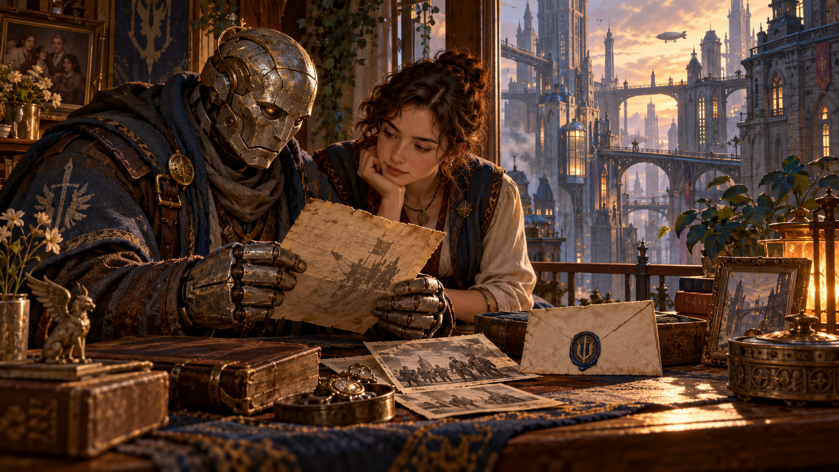 An old warforged veteran shares a wartime letter with a younger neighbor in 1250.