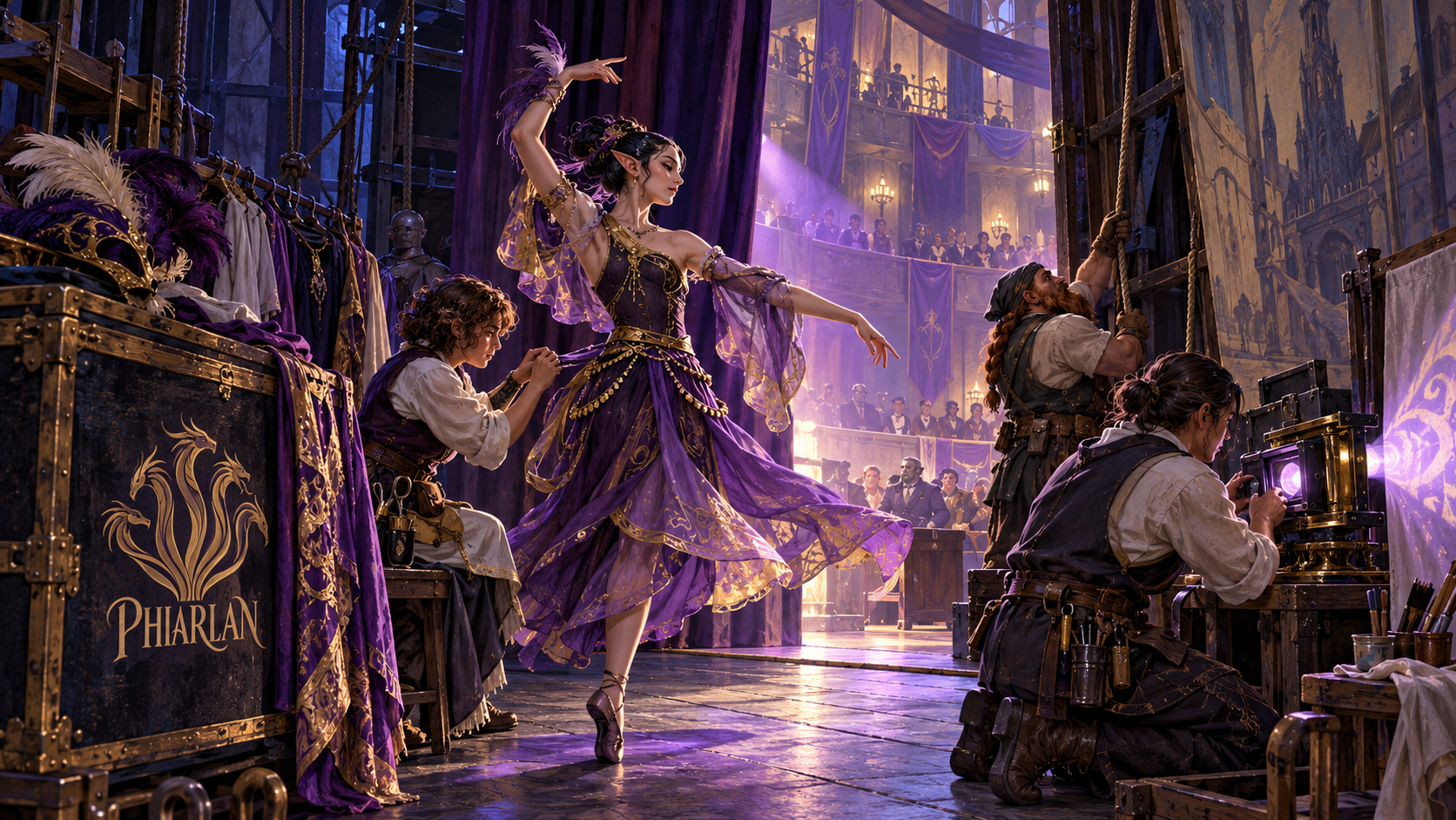 A performance takes shape through rehearsal and backstage work.